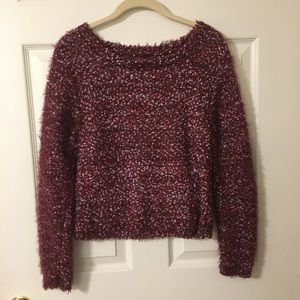 Burgundy chenille confetti sweater